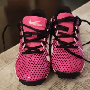 Nike Kids Pink and Black Softball Sneakers